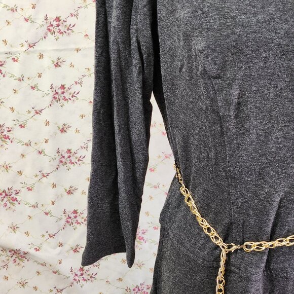 Woman's Anne Klein Dark Heather Gray Dress Goldtone Chain Belt size 10 - Picture 6 of 11